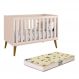 Berço Mini Cama Theo Retrô Rosa Fosco com Pés Amadeirado e Colchão D18 - Reller Móveis
