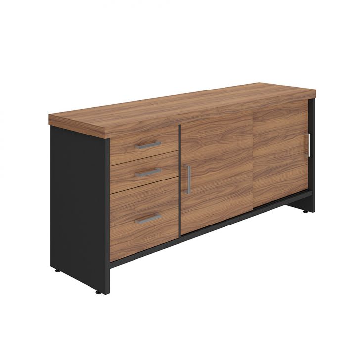 Armário de Escritorio Zaira 2 PT 3 GV Nogal e Preto