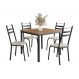 Conjunto de Mesa Quadrada com Tampo de MDP Amadeirado e 4 Cadeiras Adriana Revestimento Sintético Cedro e Preto