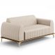 Sofá 3 Lugares Para Sala De Estar Molino 210 Cm D02 Pés D'ouro Veludo Bege C-309 - Lyam Decor