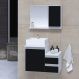 Conjunto Gabinete Banheiro CROSS 60 Branco / Preto