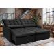 Sofá Sem Caixa Retrátil 1,80m SoftGel Celeste Velusoft Preto Cama inBox