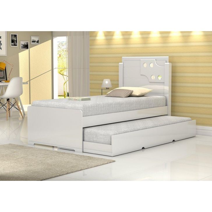 Cama Solteiro Bibox Luiza Branca Com Auxiliar Vitamov