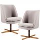 Kit 02 Poltronas Decorativas Giratória Base X Pérsia D02 Rústico Bege C-316 - Lyam Decor