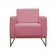 Poltrona Decorativa Leticia Slim Com Base de Metal Suede Rosa - DS Estofados