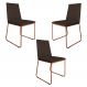 Kit 3 Cadeiras de Jantar Estofada Lille Base Bronze Veludo Marrom - Montanaris Decor