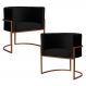 Kit 2 Poltronas Decorativa Luana Base Bronze Veludo Preto - Montanaris Decor