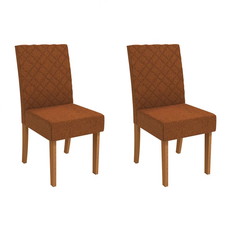 Conjunto Com 2 Cadeiras Verbena Bouclé Terracota E Canela