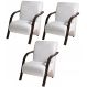 Kit 3 Poltronas Para Sala de Espera Recepção Branco Em Courino Com Braços de Madeira Decorativa Confortável Até 120 kg - PCM