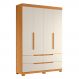 Guarda Roupa Doble Quarto Com 4 Portas e 4 Gavetas Cinamomo/Off White