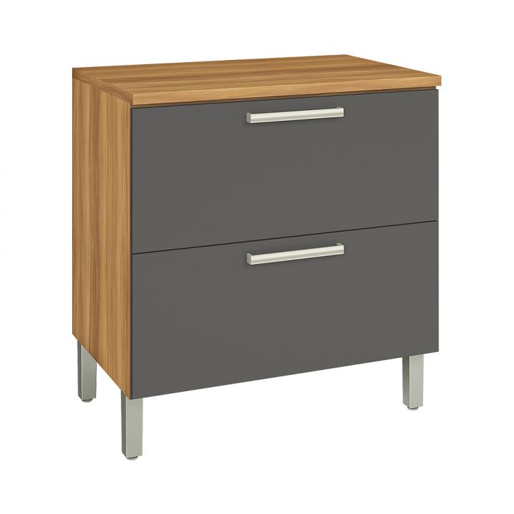 Balcão de Cozinha Burguesa Premium com Tampo 1 Porta 1 Gaveta Freijó e Grafite