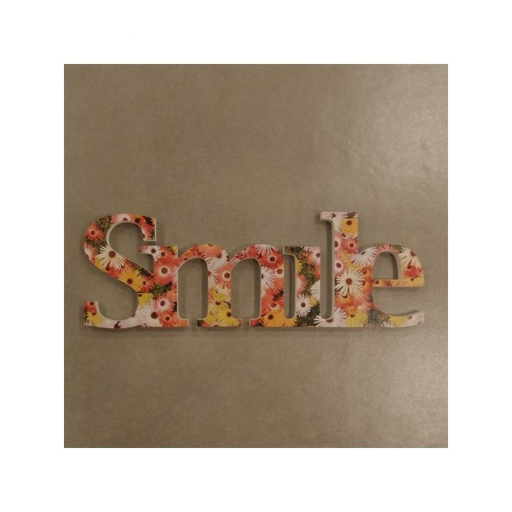 Letreiro Smile Decorativo Para Mesa Cor Cobre 13x35Cm