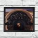 Quadro Decorativo Metal Volante Porsche Bege Cor Preto 40x50