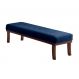 Banco | Banqueta 2 Lugares Theo Veludo Azul e Imbuia 140 cm
