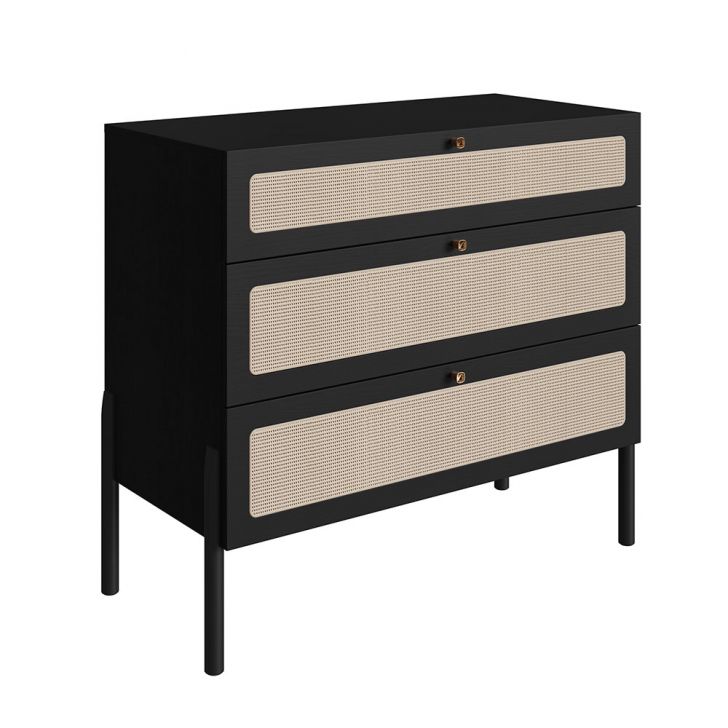 Cômoda Oslo 3 Gavetas Preta e Nero