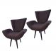 Kit 02 Poltronas Decorativa Emília Pés Tabaco Suede Marrom - DS Móveis
