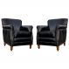 Kit 02 Poltronas Decorativas Sala de Estar Brunei Pés Madeira Couro Preto G58 - Gran Belo