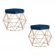 Kit 2 Puff Decorativo Base Gold Elsa Veludo Azul G41 - Gran Belo