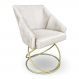 Poltrona Luxo Alana Suede Bege Base de Ferro Dourado - Pallazio