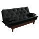 Sofa Cama Caribe Reclinavel 3 Posições Courino Preto Essencial Estofados