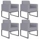 Kit 04 Poltronas Decorativas para Sala Recepção Base Fixa De Metal Helô L02 Suede Cinza - Lyam Decor