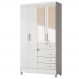 Guarda Roupa Solteiro Sobral 4P Espelho 110 cm Branco Flex Moval