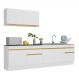 Armário de Cozinha Compacta 270cm com Rodapé Veneza Multimóveis V2111 Branco/Dourado