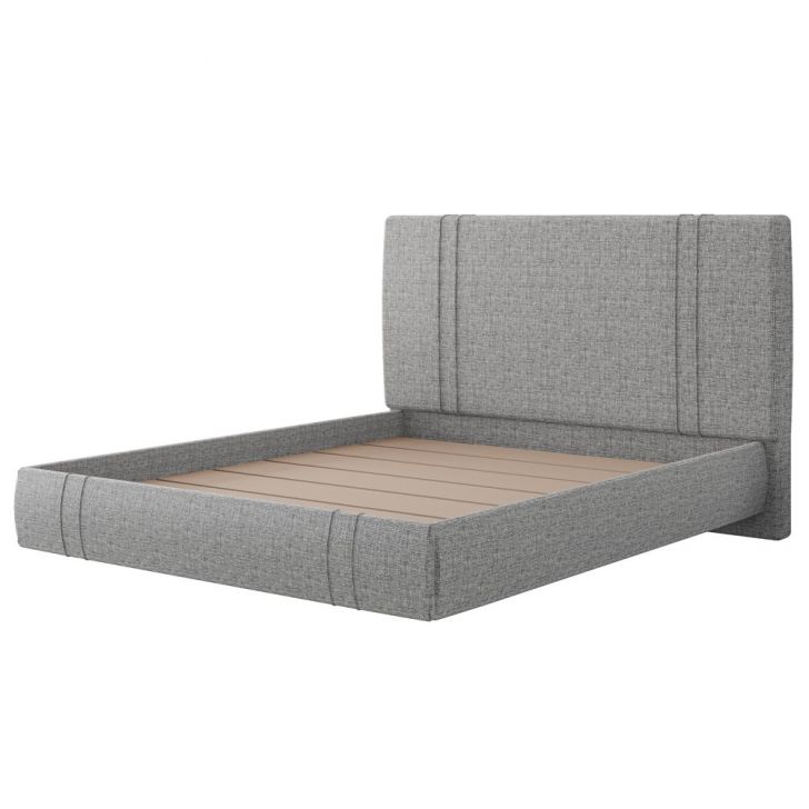 Cama Casal Flutuante Com Cabeceira 140cm Lyra S05 Linho Cinza - Mpozenato