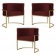 Kit 3 Poltronas Decorativa Sala de Estar Luana Base Gold Suede Bordô - Montanaris Decor
