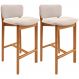 Kit 02 Banquetas Alta Para Cozinha Sala de Jantar Bar Dara L02 Suede Bege - Lyam Decor