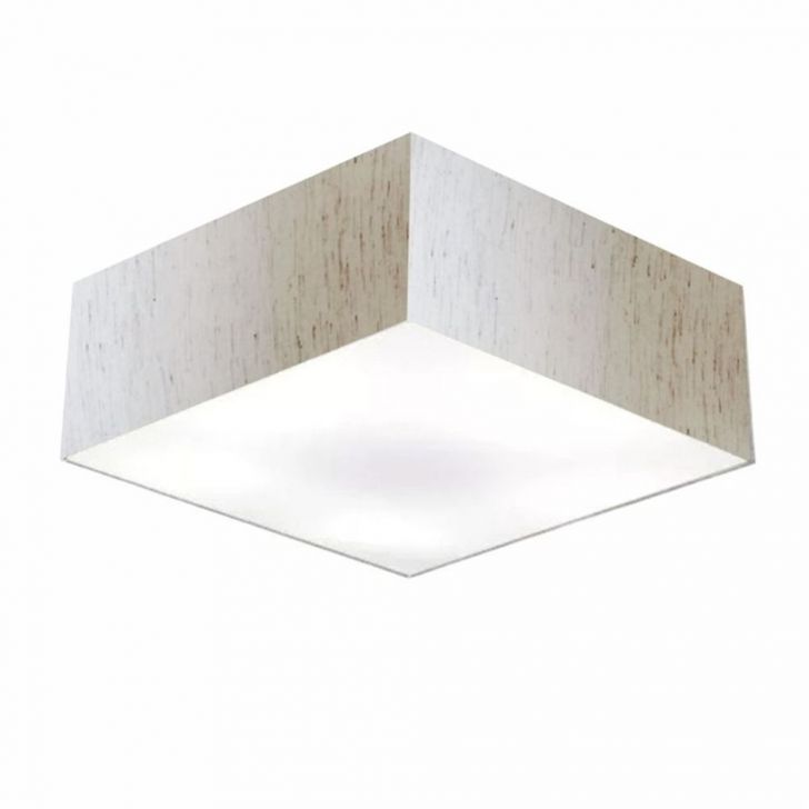 Plafon Quadrado Md-3051 Cúpula em Tecido 15/45x45cm Linho Bege - Bivolt