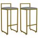 Kit 02 Banquetas Alta Para Cozinha Sala De Jantar Hanna L02 Dourado Linho Cinza Escuro - Lyam Decor