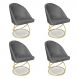 Kit 04 Cadeiras Poltrona de Jantar Bela Suede Grafite Base Metálica Luxo Dourado - Pallazio