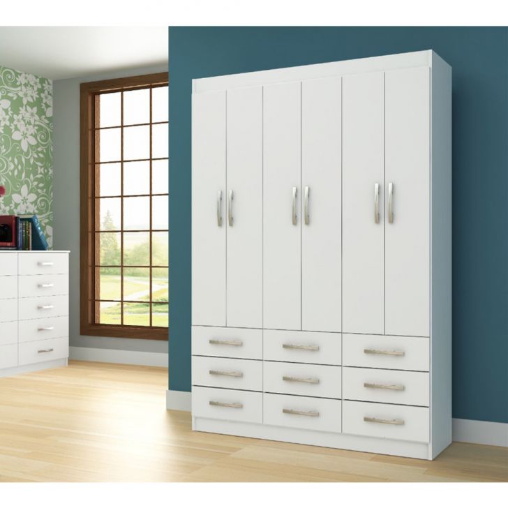 Guarda-roupa Casal Bergamo 6 Portas 9 Gavetas Branco