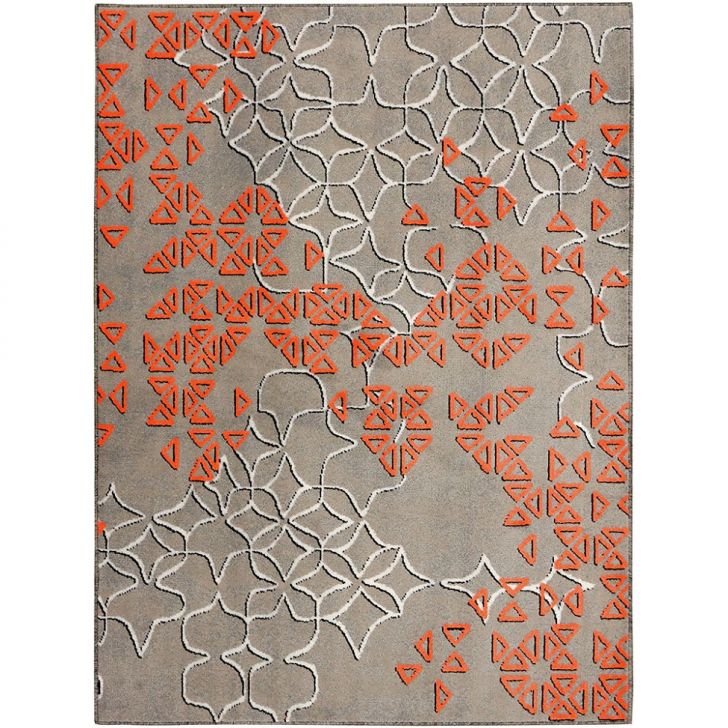 Tapete New Look Magia Retangular Veludo (150x200) Cinza e Laranja