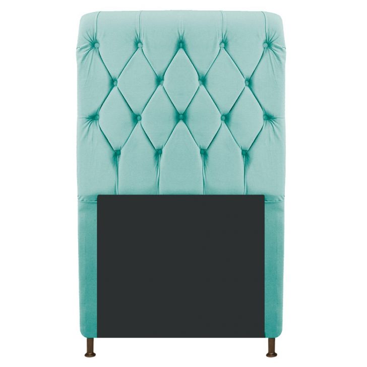 Cabeceira Estofada Cristal 90 cm Solteiro Com Capitonê Suede Azul Tiffany - Amarena Móveis