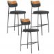 Kit 03 Banquetas Alta Bar Cozinha Sala Jantar Whisky Elira L02 Couríssimo Whisky Linho Chumbo - Lyam Decor