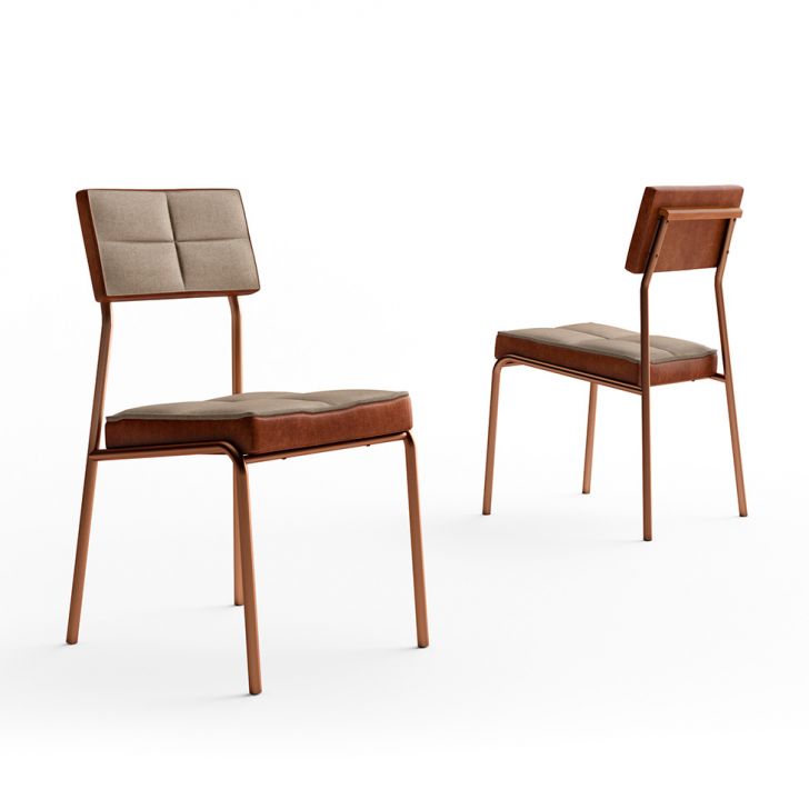 Conjunto Com 2 Cadeiras Helena Revestimento Sintético Caramelo E Areia