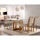 Image of Conjunto de Mesa de Jantar Retangular com Tampo de Vidro Off White Talia e 4 Cadeiras Livia Linho Bege e Imbuia MO895TA76UVRMOB