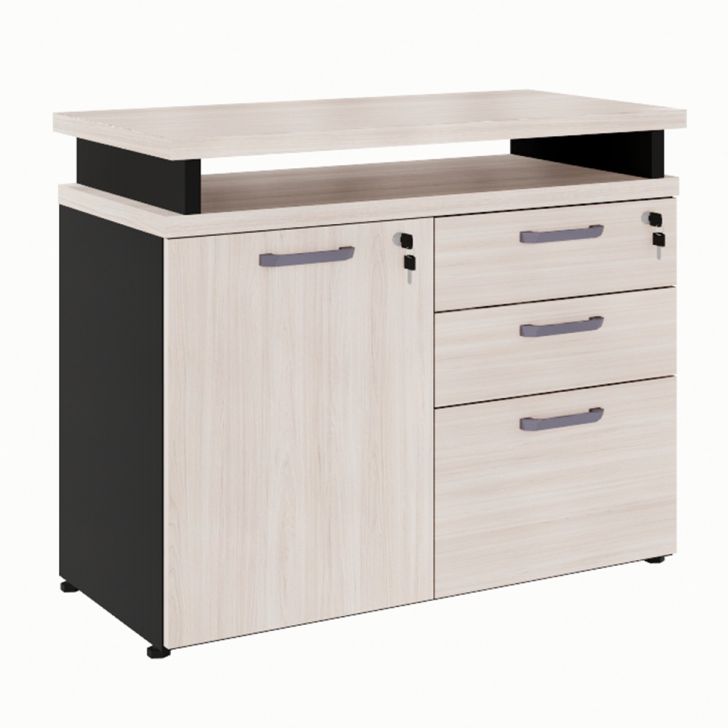 Armário de Escritório com Extensor Yaris 1 PT 3 GV Carvalho Berlin e Preto