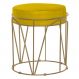 Puff Decorativo Sala de Estar Base Gold Chloe Suede Amarelo G41 - Gran Belo