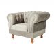 Poltrona Chesterfield Duque Com Capitonê Para Sala, Tv, Estar, Recepção - Suede Nude