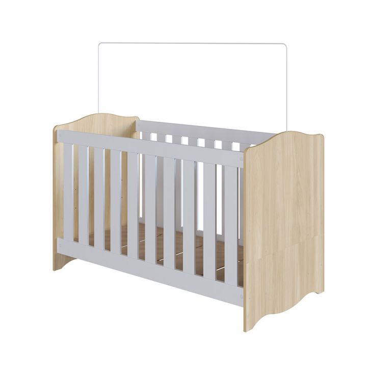 Berço 3 em 1 com Colchão Espuma D18 (10x60x130) Encanto Branco e Carvalho