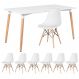 Mesa de jantar retangular Eames 80 x 140 cm branco + 6 cadeiras Eiffel DSW Branco