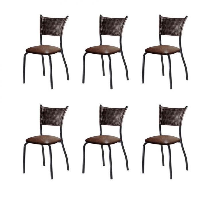 Conjunto Com 6 Cadeiras Espanha I Cinza 89 Cm