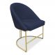 Cadeira Poltrona de Jantar Bela Suede Azul Marinho Base Metálica Industrial Dourado - Pallazio