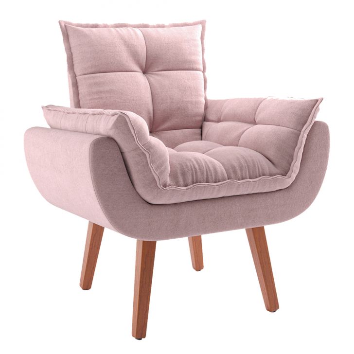 Poltrona Lidi Suede Rosa Claro