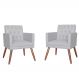 Combo 02 Poltronas Decorativa Pés Palito Nina Encosto Estilo Capitonê Branco - DS Estofados