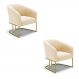 Kit 02 Poltronas Stella Suede Base Metálica Industrial Dourado - D'Rossi