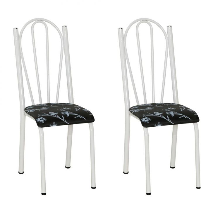 Conjunto 2 Cadeiras Mnemósine Branco E Preto Flor